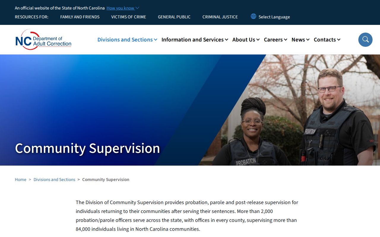 Rowan County parole and probation Community Supervision page