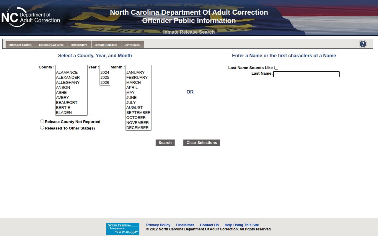 NC DAC Rowan County state inmate release search